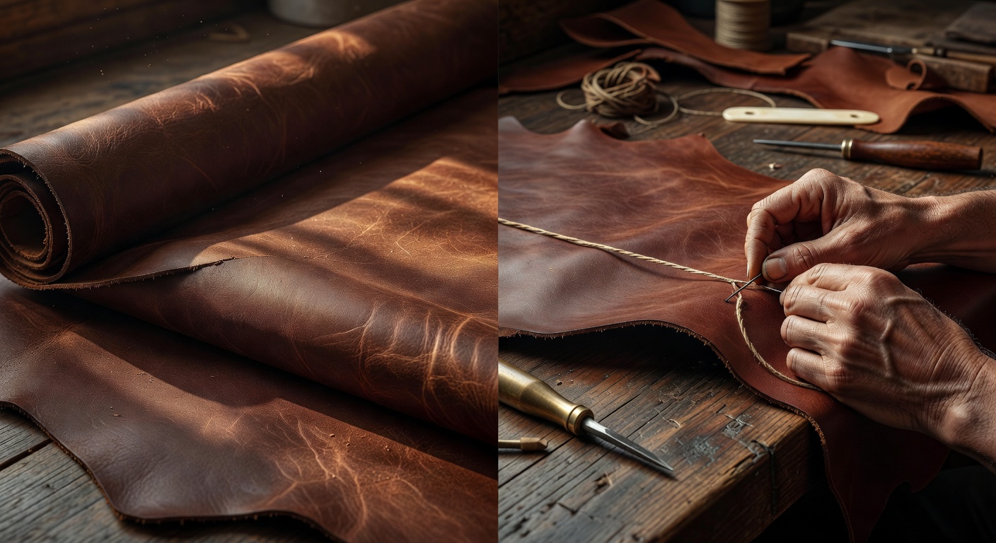 Close up of premium leather craftsmanship